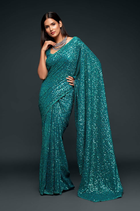 Vasthrlay Georgette Sequins Blouse Ethnic Wear