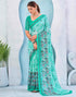 Vasthrlay Georgette Bandhani Unstitched Teal Saree