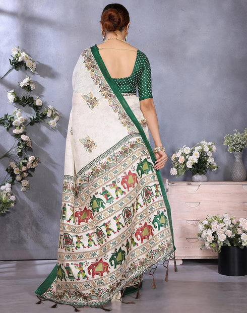 Vasthrlay Printed Unstitched Saree Az Ya Shaadi