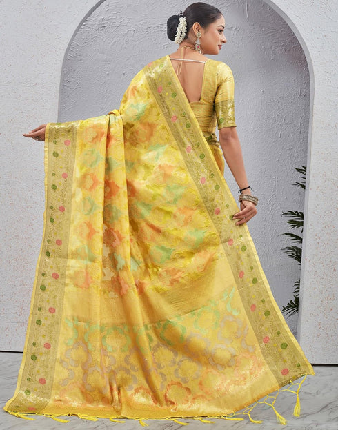 Vasthrlay Banarasi Jacquard Unstitched Grey Saree