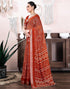 Vasthrlay Bandhani Printed Red And White Saree With Unstitched Blouse Piece