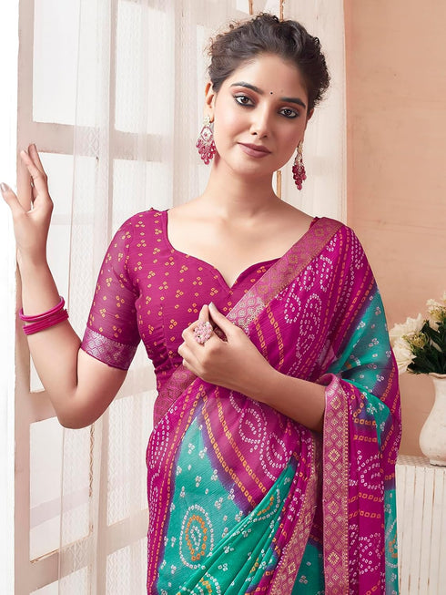 Vasthrlay Bandhani Unstitched 3728s2630n Deep Magenta1