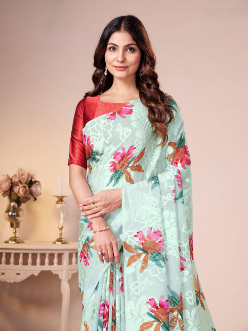 Vasthrlay Beige Georgette Saree