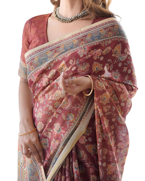 Vasthrlay Handloom Blue Beige Traditional Saree