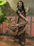 Vasthrlay Georgette Jacquard Black Saree With Unstitched Blouse Piece