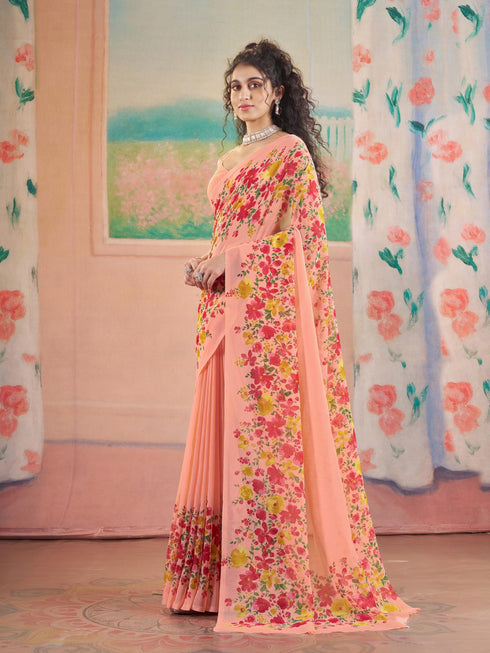 Vasthrlay Georgette Printed Unstitched Saree