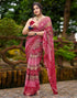 Vasthrlay Georgette Bandhani Red Saree With Unstitched Blouse Piece
