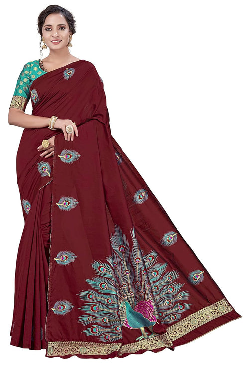 Vasthrlay Banarasi Blouse Maroon Ethnic Wear