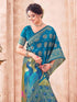Vasthrlay Weaving Banarasi Peacock Blue Saree With Unstitched Blouse Piece