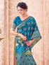 Vasthrlay Weaving Banarasi Unstitched Peacock Blue Saree