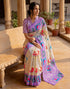 Vasthrlay Womens Printed Unstitched Navy Blue Saree