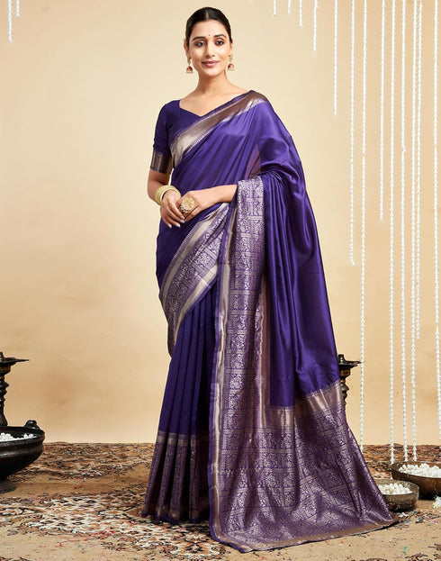 Vasthrlay Womens Banarasi Jacquard Sky Blue Saree