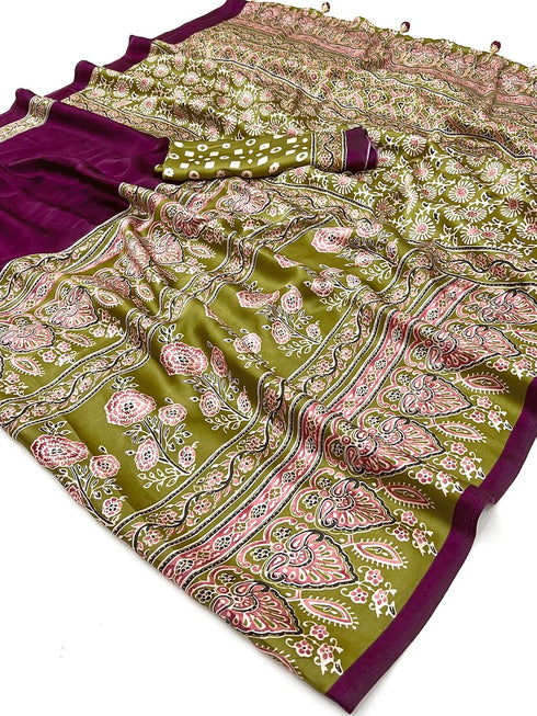 Vasthrlay Printed Tassels Cream Saree
