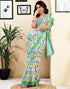 Vasthrlay Womens Printed White And Multi Saree With Unstitched Blouse Piece