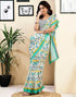 Vasthrlay Womens Printed Unstitched White Saree