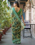 Vasthrlay Chiffon Blouse Green | Black | Multi Saree With Unstitched Blouse Piece