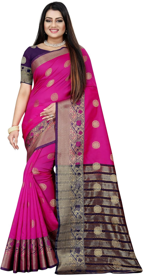 Vasthrlay Banarasi Blue Orange Ethnic Wear