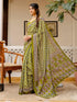 Vasthrlay Womens Printed Light Olive Green Saree With Unstitched Blouse Piece