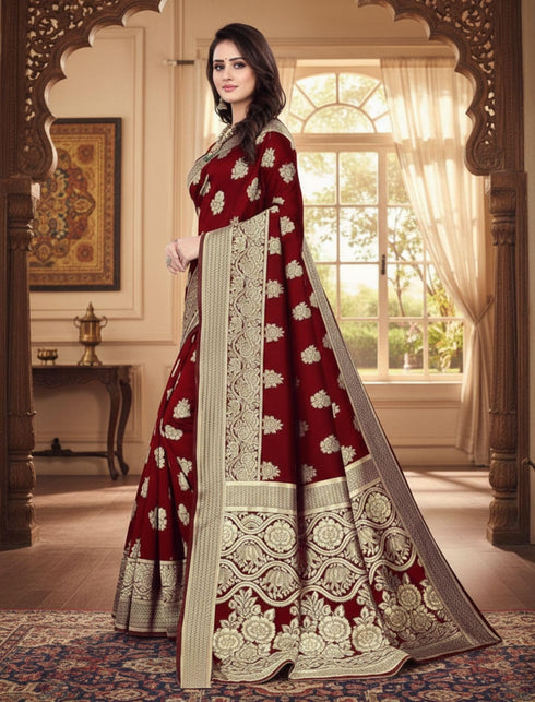 Vasthrlay Banarasi Traditional Unstitched Saree