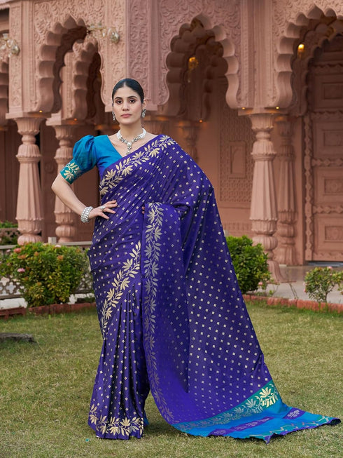Vasthrlay Kanjivaram Unstitched Jacquard Stylish Saree