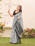 Vasthrlay Womens Abstract Unstitched Off White Saree