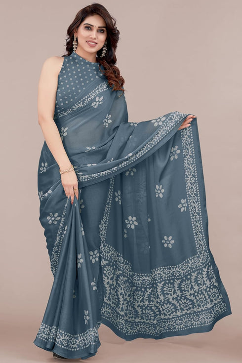 Vasthrlay Fashion Chiffon Printed Parrot Ethnic Wear