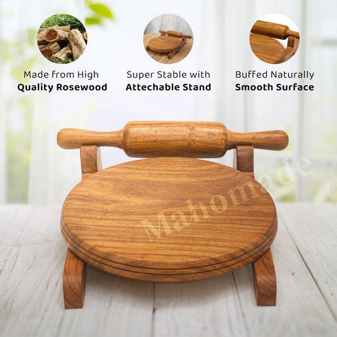 Wooden Chakla Belan with Stand & Roti Maker