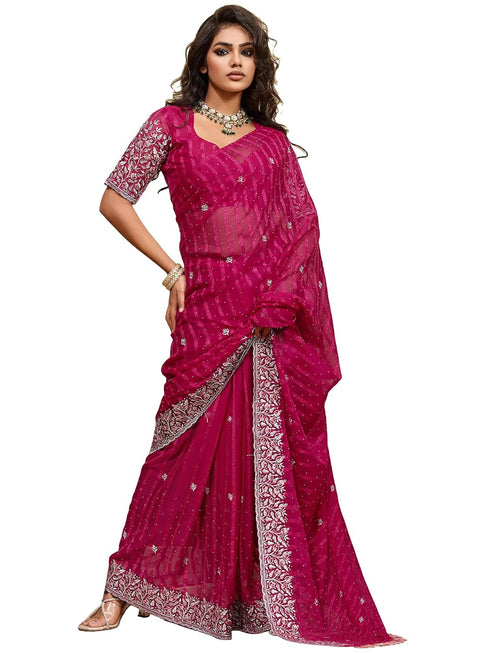 Vasthrlay Chiffon Striped Unstitched Sum Ethnic Wear