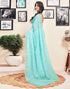 Vasthrlay Printed Striped Unstitched Peach Saree