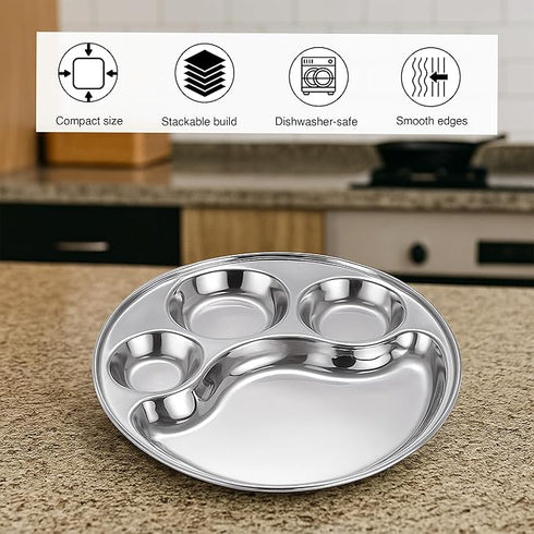 Stainless Steel Round Dinner Plate set of 4