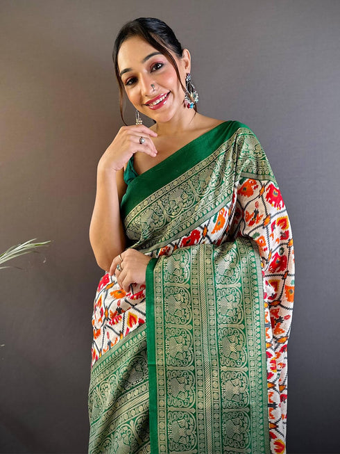 Vasthrlay Chanderi Printed Unstitched Ethnic Wear
