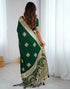 Vasthrlay Banarasi Weaving Green Saree With Unstitched Blouse Piece