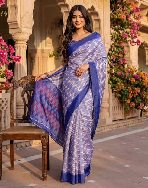 Vasthrlay Banglori Printed Unstitched Peach Saree