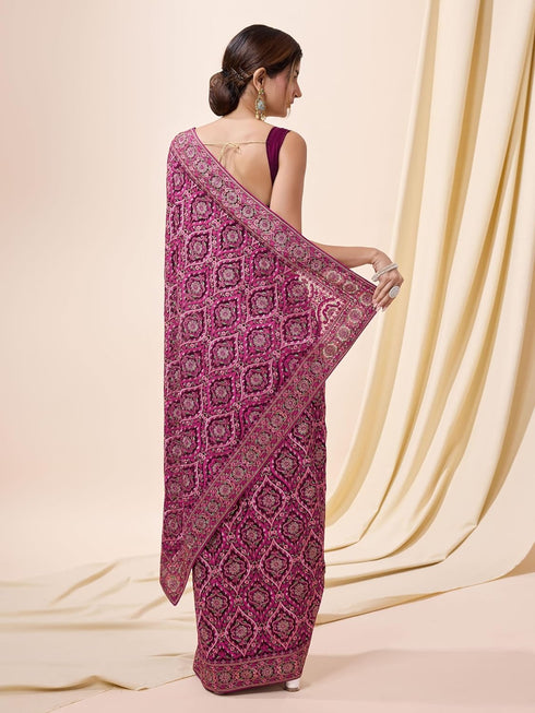 Vasthrlay Vichitra Embroidery Pink Ethnic Wear