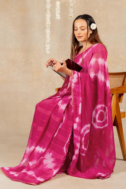 Vasthrlay Fashion Chiffon Shibori Printed Ethnic Wear