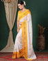Vasthrlay Georgette Bandhani Unstitched White Saree