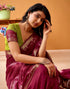 Vasthrlay Weaving Printed Unstitched Maroon Saree