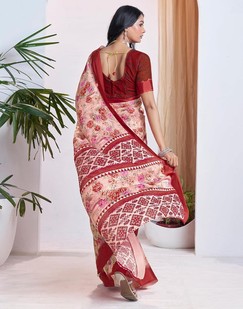 Vasthrlay Georgette Printed Unstitched Multicolor Saree