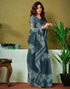 Vasthrlay Womens Cotton Printed Grey And White Saree With Unstitched Blouse Piece
