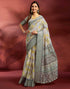 Vasthrlay Printed Jacquard Unstitched Rama Green Saree