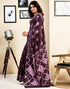 Vasthrlay Womens Printed Wine Saree With Unstitched Blouse Piece