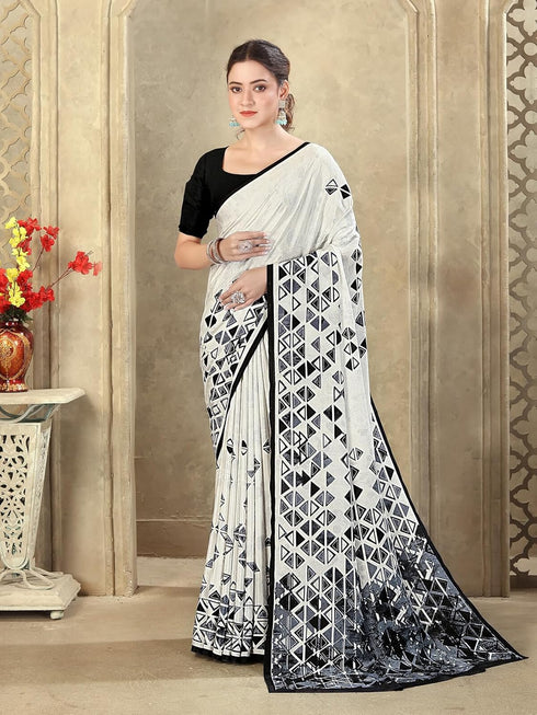 Vasthrlay Womens Printed Unstitched Mauve Saree