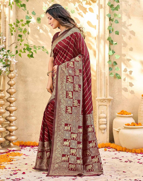 Vasthrlay Womens Weaving Unstitched Red Saree
