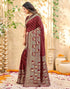 Vasthrlay Womens Weaving Maroon | Golden Saree With Unstitched Blouse Piece
