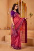 Vasthrlay Orange Jacquard Unstitched Saree
