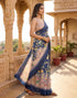 Vasthrlay Womens Printed Unstitched Navy Blue Saree
