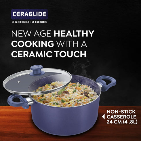 Prestige Ceraglide Ceramic Coating Non-Stick Aluminium Cookware Casserole