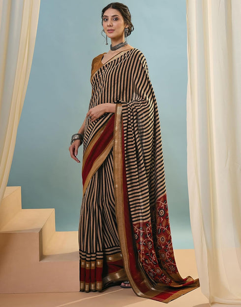 Vasthrlay Printed Weaving Unstitched Maroon Saree