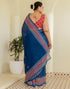Vasthrlay Chanderi Printed Unstitched Blue Saree