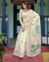 Vasthrlay Womens Printed Beige Saree With Unstitched Blouse Piece
